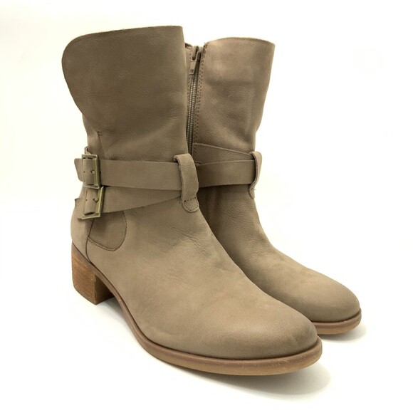 Korks Boots Women Size 9M Tan Double Harness Stacked Block Heel Comfort - Picture 12 of 12